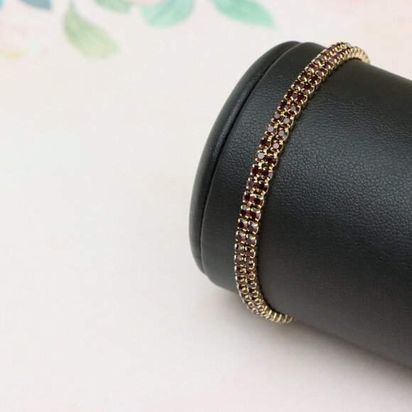 Rose Gold Bracelet with Red Stones, XPBL0683 - Picture 10 of 12